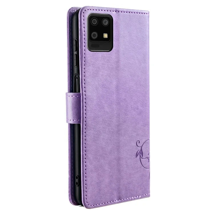 For Sharp Aquos Air / Aquos zero6 Case Butterfly Flower Leather Flipr Phone Cover with Wrist Strap