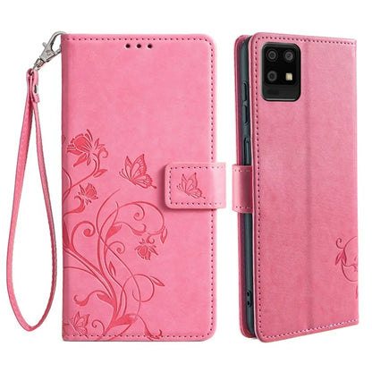 For Sharp Aquos Air / Aquos zero6 Case Butterfly Flower Leather Flipr Phone Cover with Wrist Strap