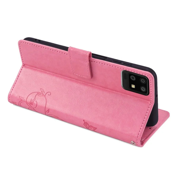 For Sharp Aquos Air / Aquos zero6 Case Butterfly Flower Leather Flipr Phone Cover with Wrist Strap