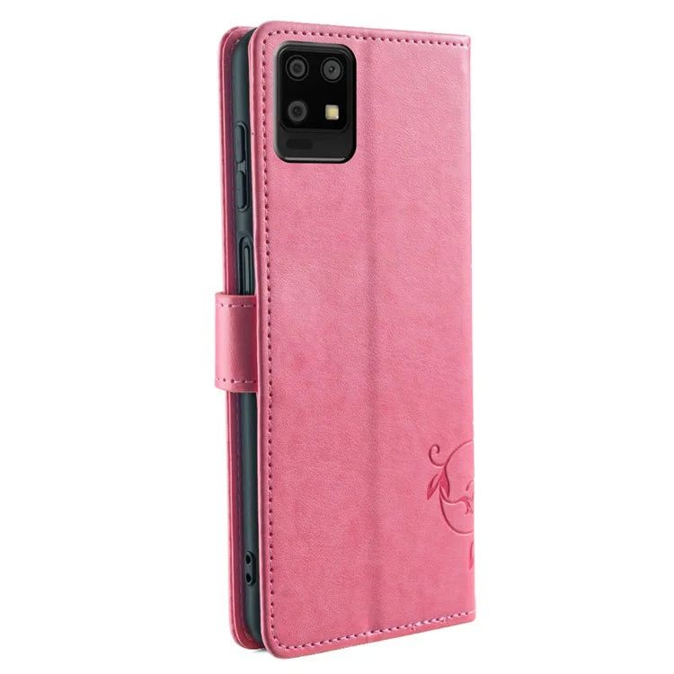 For Sharp Aquos Air / Aquos zero6 Case Butterfly Flower Leather Flipr Phone Cover with Wrist Strap