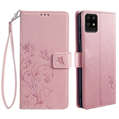 For Sharp Aquos Air / Aquos zero6 Case Butterfly Flower Leather Flipr Phone Cover with Wrist Strap