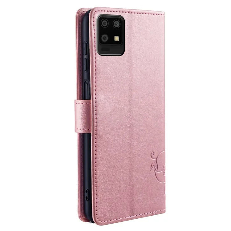 For Sharp Aquos Air / Aquos zero6 Case Butterfly Flower Leather Flipr Phone Cover with Wrist Strap