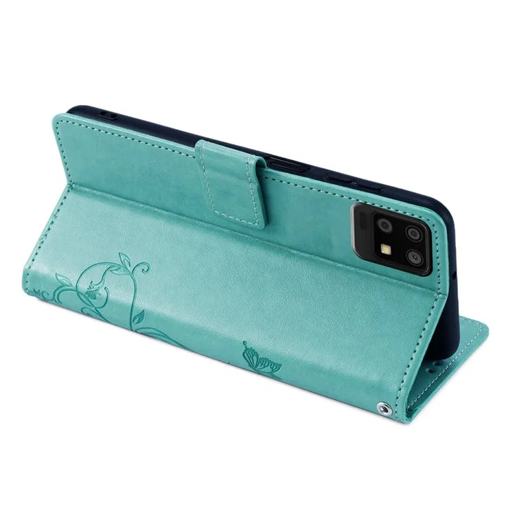 For Sharp Aquos Air / Aquos zero6 Case Butterfly Flower Leather Flipr Phone Cover with Wrist Strap
