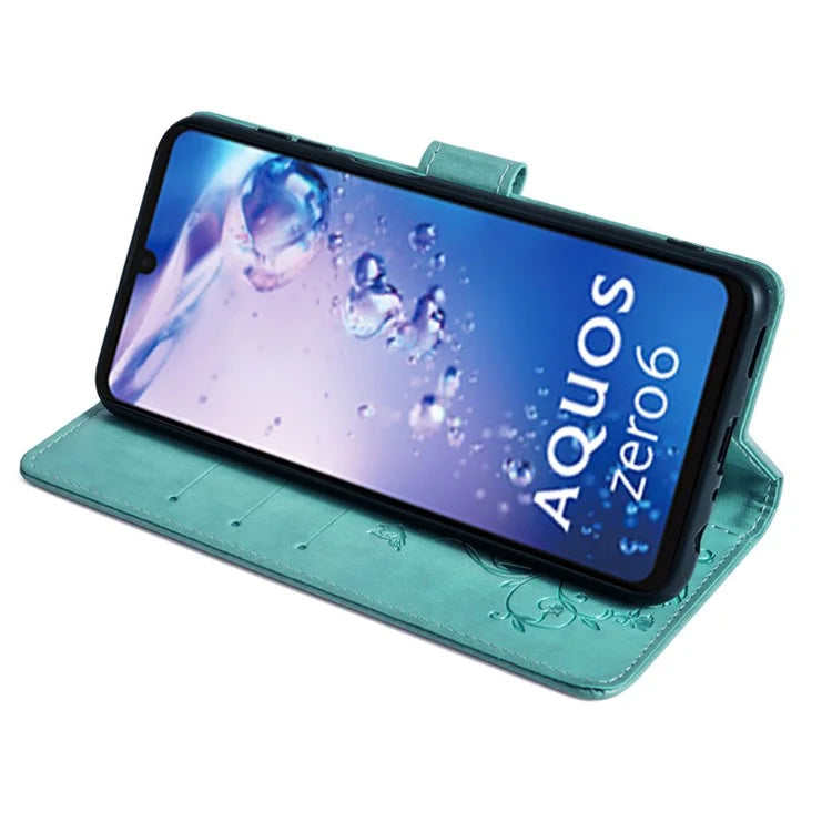For Sharp Aquos Air / Aquos zero6 Case Butterfly Flower Leather Flipr Phone Cover with Wrist Strap