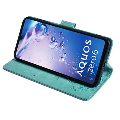 For Sharp Aquos Air / Aquos zero6 Case Butterfly Flower Leather Flipr Phone Cover with Wrist Strap