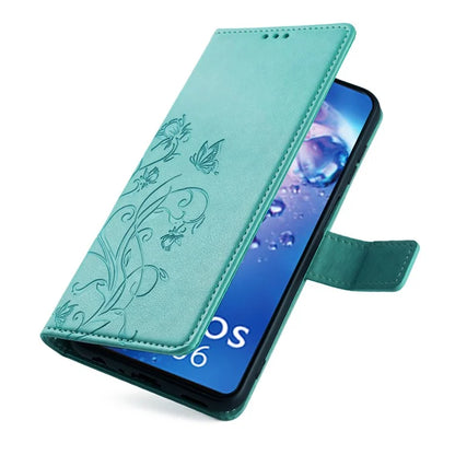 For Sharp Aquos Air / Aquos zero6 Case Butterfly Flower Leather Flipr Phone Cover with Wrist Strap