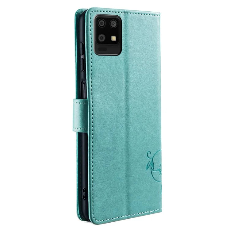 For Sharp Aquos Air / Aquos zero6 Case Butterfly Flower Leather Flipr Phone Cover with Wrist Strap