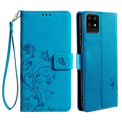 For Sharp Aquos Air / Aquos zero6 Case Butterfly Flower Leather Flipr Phone Cover with Wrist Strap