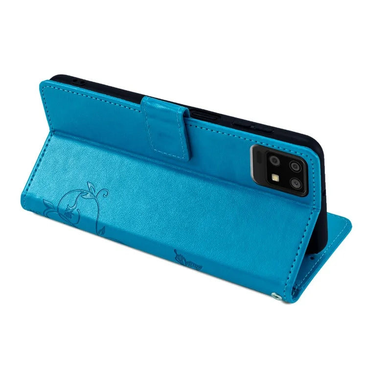 For Sharp Aquos Air / Aquos zero6 Case Butterfly Flower Leather Flipr Phone Cover with Wrist Strap