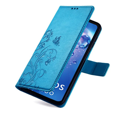 For Sharp Aquos Air / Aquos zero6 Case Butterfly Flower Leather Flipr Phone Cover with Wrist Strap