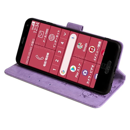 For Fujitsu Arrows F-52B Case Butterfly Flower Design Leather Phone Cover with 3 Card Holder