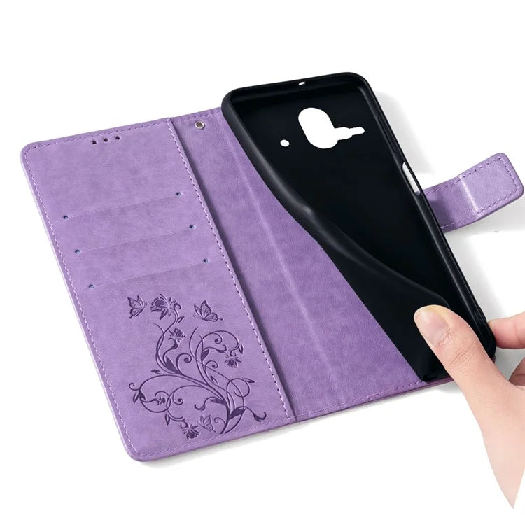 For Fujitsu Arrows F-52B Case Butterfly Flower Design Leather Phone Cover with 3 Card Holder