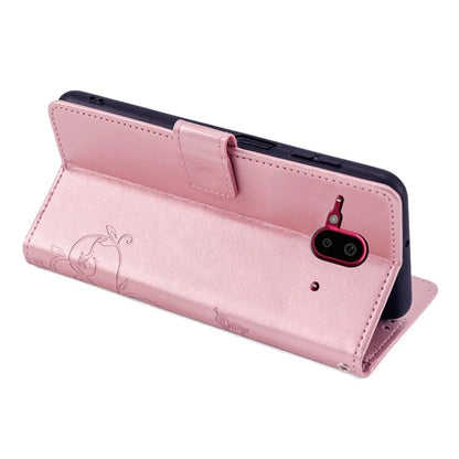 For Fujitsu Arrows F-52B Case Butterfly Flower Design Leather Phone Cover with 3 Card Holder