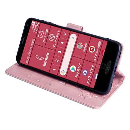 For Fujitsu Arrows F-52B Case Butterfly Flower Design Leather Phone Cover with 3 Card Holder