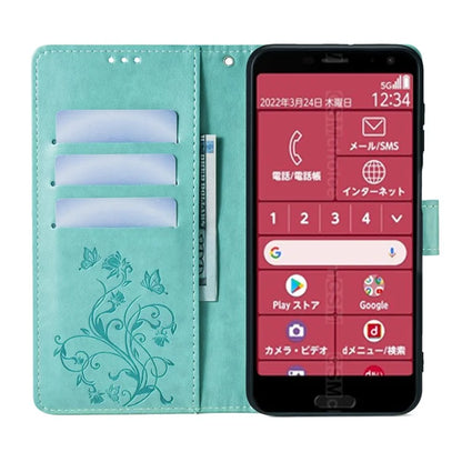 For Fujitsu Arrows F-52B Case Butterfly Flower Design Leather Phone Cover with 3 Card Holder