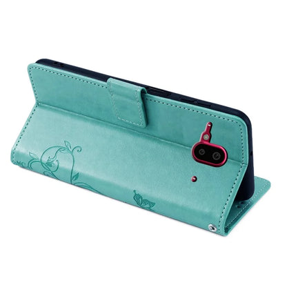 For Fujitsu Arrows F-52B Case Butterfly Flower Design Leather Phone Cover with 3 Card Holder