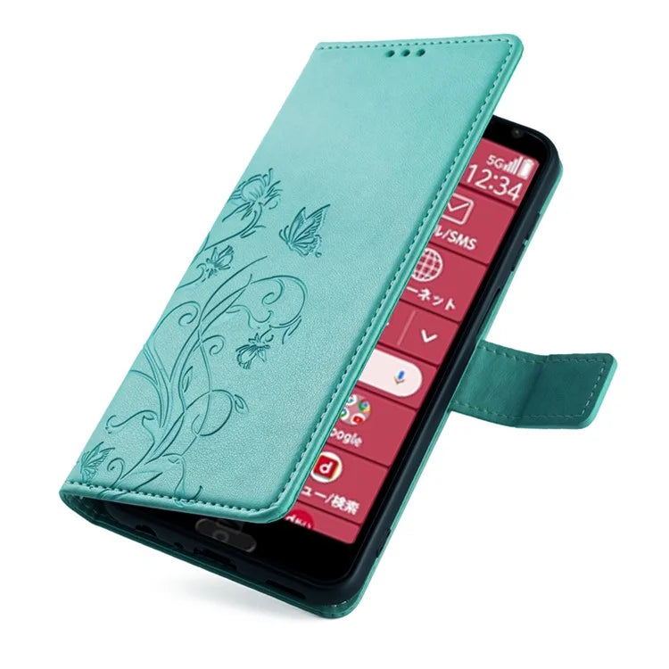 For Fujitsu Arrows F-52B Case Butterfly Flower Design Leather Phone Cover with 3 Card Holder