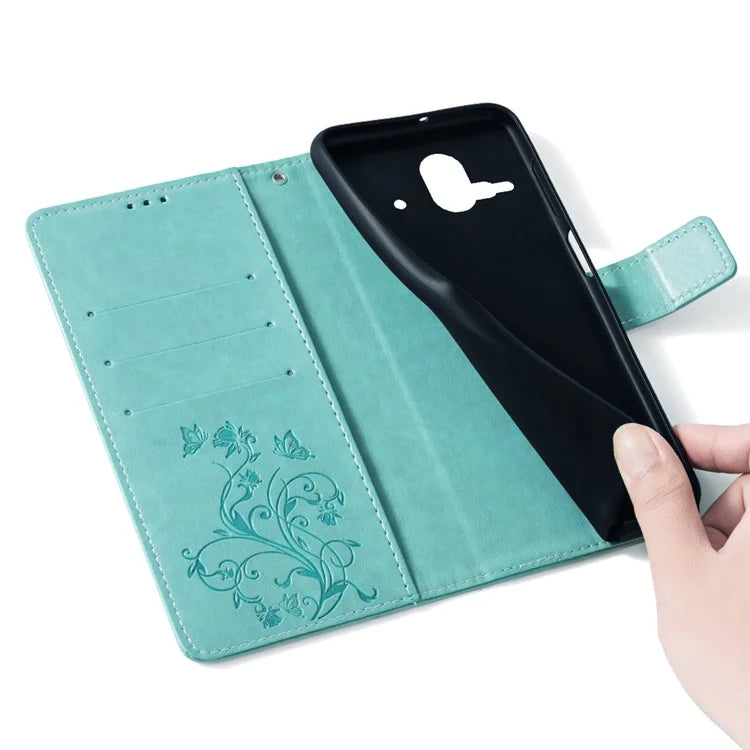 For Fujitsu Arrows F-52B Case Butterfly Flower Design Leather Phone Cover with 3 Card Holder