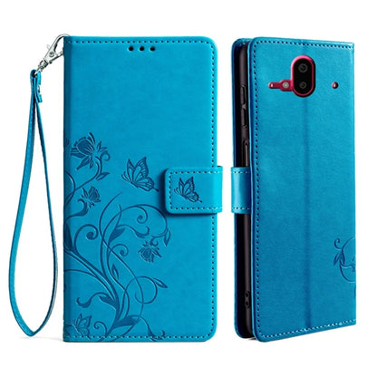 For Fujitsu Arrows F-52B Case Butterfly Flower Design Leather Phone Cover with 3 Card Holder