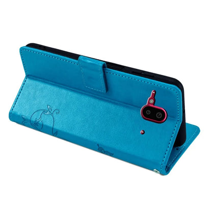 For Fujitsu Arrows F-52B Case Butterfly Flower Design Leather Phone Cover with 3 Card Holder