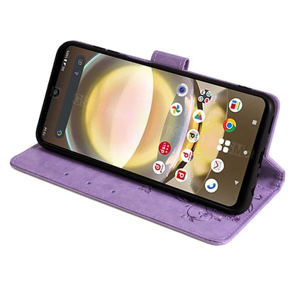 For Sharp Aquos R8 SH-52D Case Butterfly Flower Imprint PU Leather Wallet Phone Cover