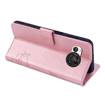 For Sharp Aquos R8 SH-52D Case Butterfly Flower Imprint PU Leather Wallet Phone Cover