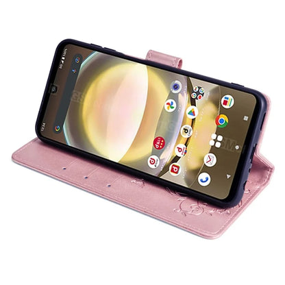 For Sharp Aquos R8 SH-52D Case Butterfly Flower Imprint PU Leather Wallet Phone Cover
