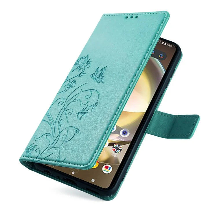 For Sharp Aquos R8 SH-52D Case Butterfly Flower Imprint PU Leather Wallet Phone Cover