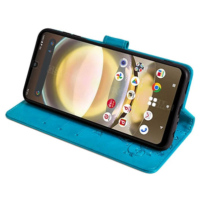 For Sharp Aquos R8 SH-52D Case Butterfly Flower Imprint PU Leather Wallet Phone Cover