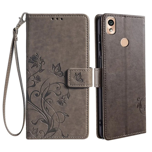 For Kyocera KY-51B Case Butterfly Flower PU Leather Magnetic Clasp Wallet Flip Phone Cover