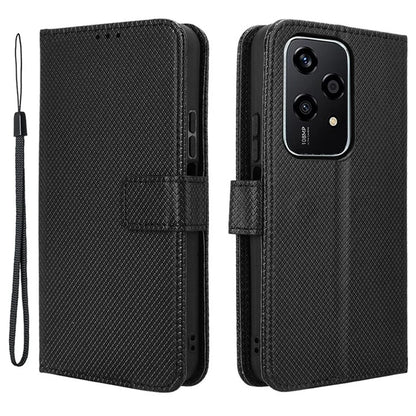 For Honor 200 Lite Case Wallet Diamond Texture PU Leather TPU Protective Shell Phone Cover