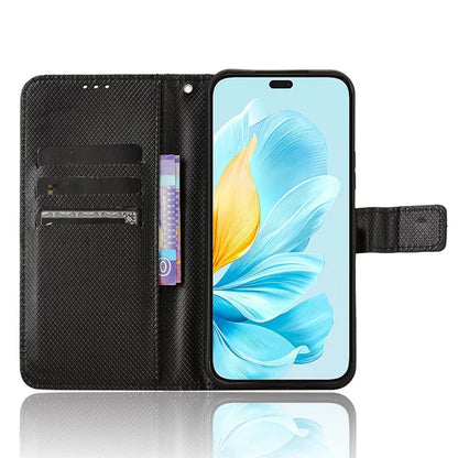 For Honor 200 Lite Case Wallet Diamond Texture PU Leather TPU Protective Shell Phone Cover