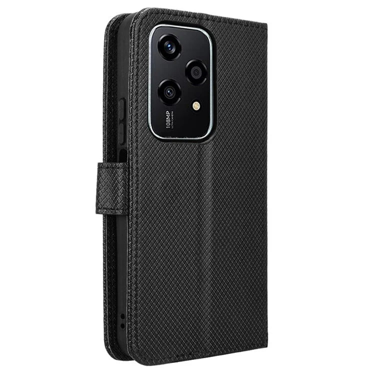 For Honor 200 Lite Case Wallet Diamond Texture PU Leather TPU Protective Shell Phone Cover