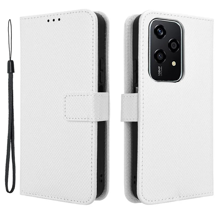 For Honor 200 Lite Case Wallet Diamond Texture PU Leather TPU Protective Shell Phone Cover