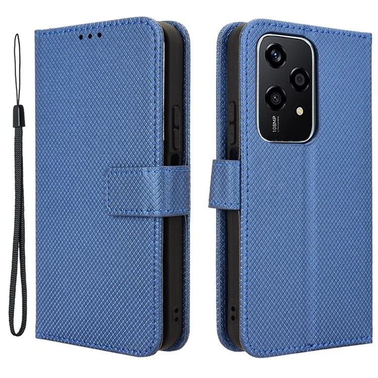 For Honor 200 Lite Case Wallet Diamond Texture PU Leather TPU Protective Shell Phone Cover