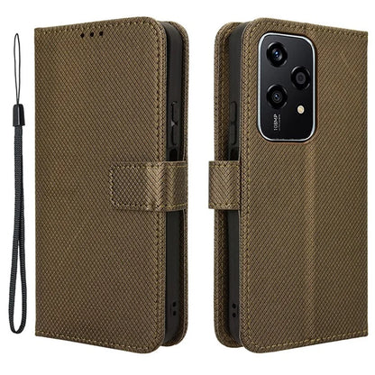 For Honor 200 Lite Case Wallet Diamond Texture PU Leather TPU Protective Shell Phone Cover