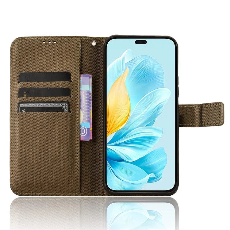 For Honor 200 Lite Case Wallet Diamond Texture PU Leather TPU Protective Shell Phone Cover