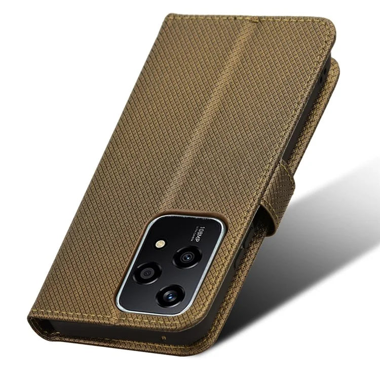 For Honor 200 Lite Case Wallet Diamond Texture PU Leather TPU Protective Shell Phone Cover