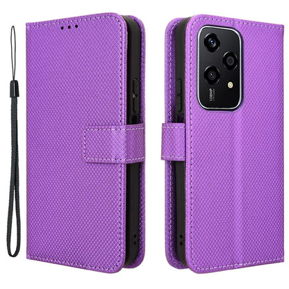 For Honor 200 Lite Case Wallet Diamond Texture PU Leather TPU Protective Shell Phone Cover