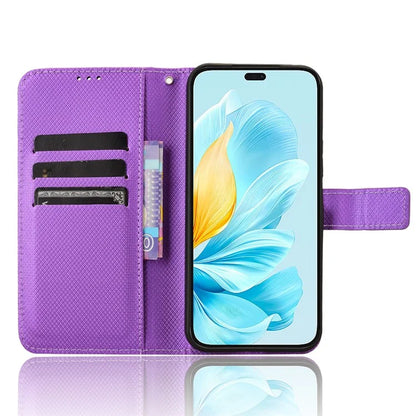 For Honor 200 Lite Case Wallet Diamond Texture PU Leather TPU Protective Shell Phone Cover