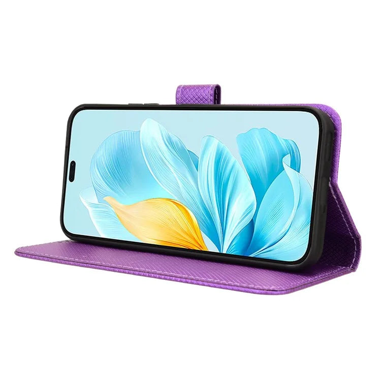 For Honor 200 Lite Case Wallet Diamond Texture PU Leather TPU Protective Shell Phone Cover