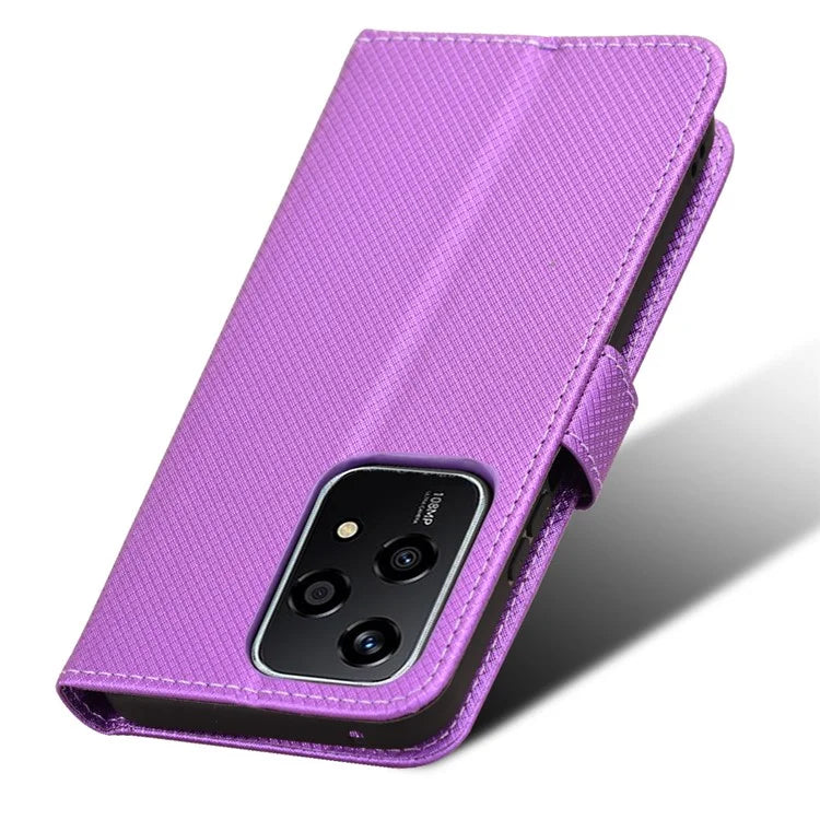 For Honor 200 Lite Case Wallet Diamond Texture PU Leather TPU Protective Shell Phone Cover