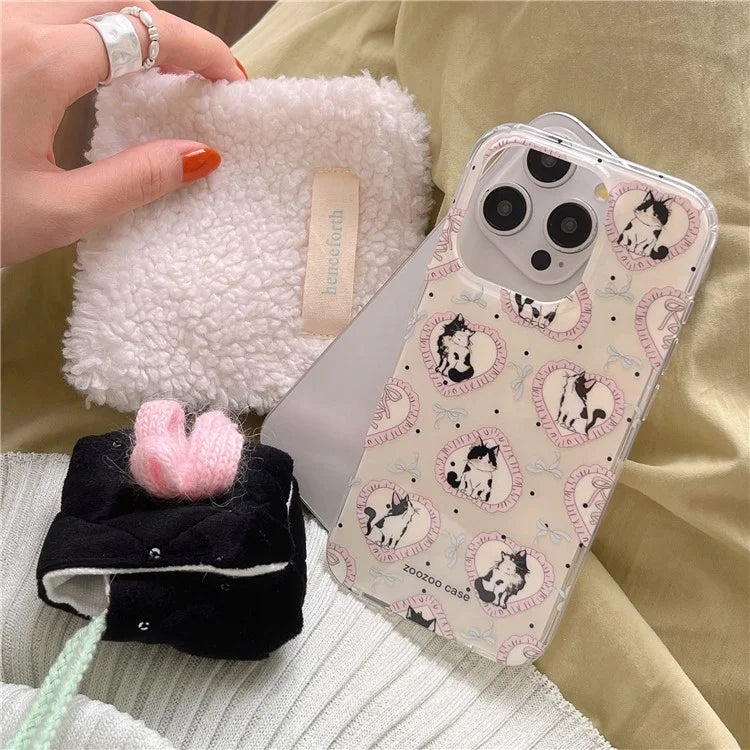 For iPhone 15 Pro TPU Case Cartoon Cat IMD Shockproof Phone Cover