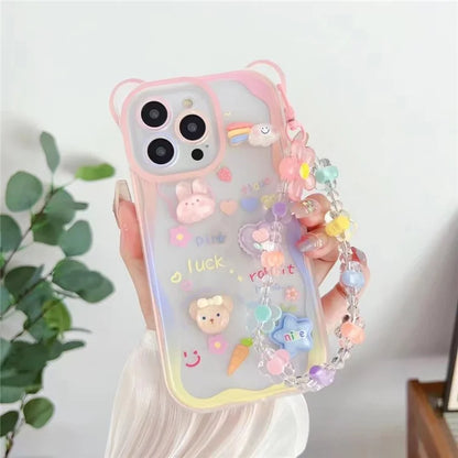 For iPhone 14 Pro Case 3D Patten Decor DIY TPU+PC Phone Shell with Hand Strap