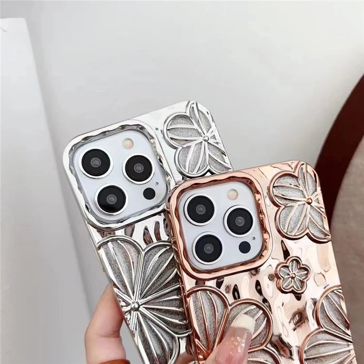 For iPhone 13 Pro TPU Case Electroplating Flower Hollow Heat Dissipation Phone Protector