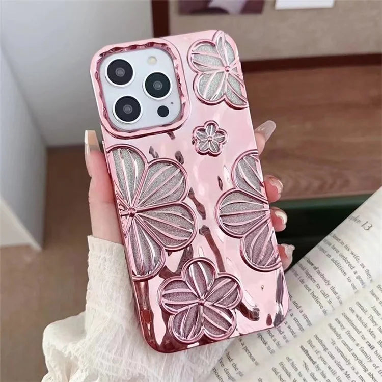 For iPhone 13 Pro TPU Case Electroplating Flower Hollow Heat Dissipation Phone Protector