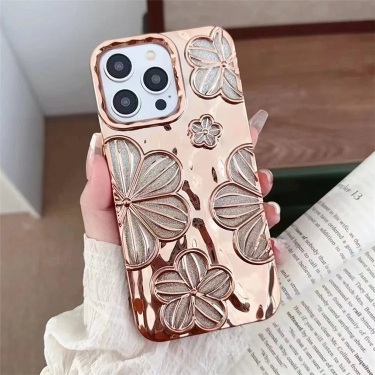 For iPhone 13 Pro TPU Case Electroplating Flower Hollow Heat Dissipation Phone Protector
