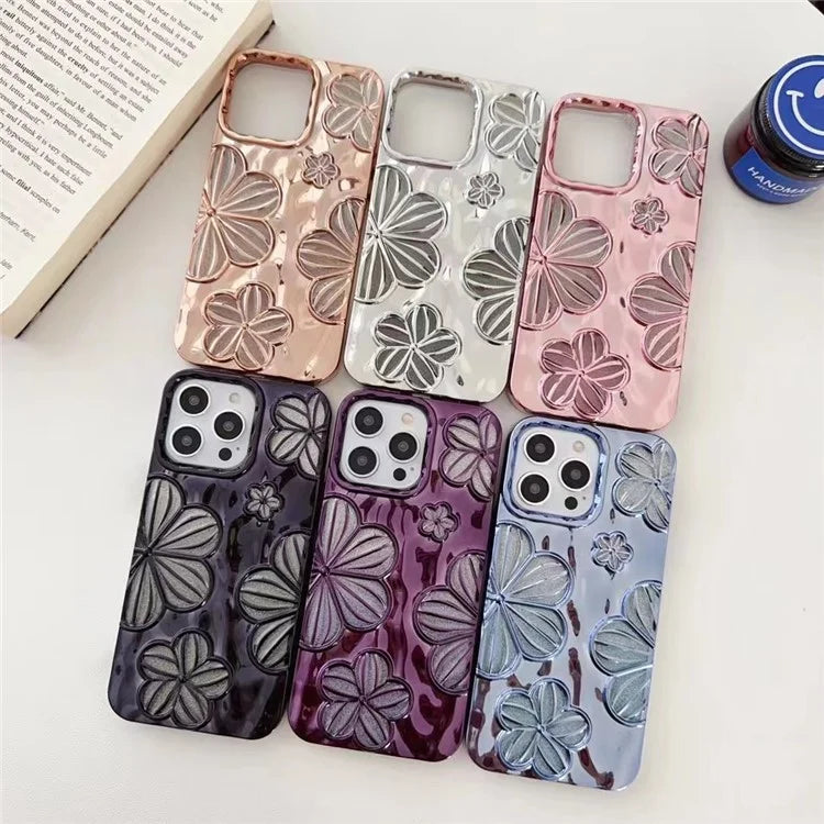 For iPhone 13 Pro TPU Case Electroplating Flower Hollow Heat Dissipation Phone Protector