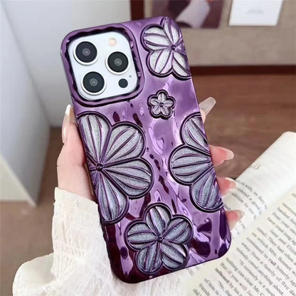 For iPhone 13 Pro TPU Case Electroplating Flower Hollow Heat Dissipation Phone Protector