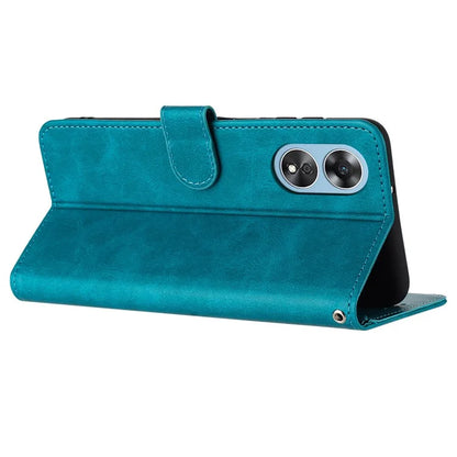For Oppo A58 4G Leather Wallet Cell Phone Case Fall Proof Flip Cover with Strap
